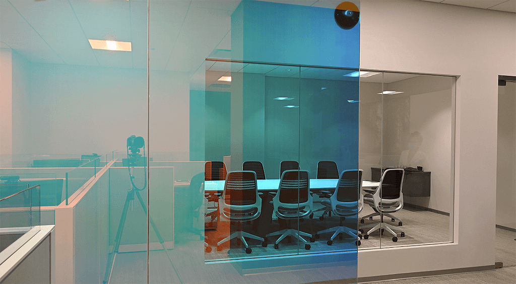 blue glass boardroom